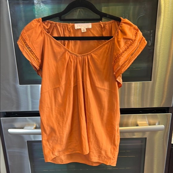 Philosophy Orange Smocked Blouse with Short Sleeves - Picture 1 of 4
